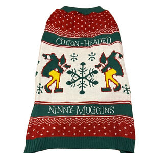 ELF Red and Green Holiday Dog Sweater Cotton Headed Ninny Muggins